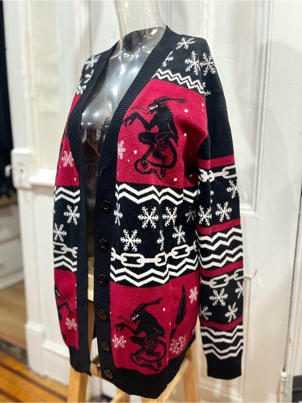 Unisex Christmas Krampus Alternative Goth Cardigan Sweater